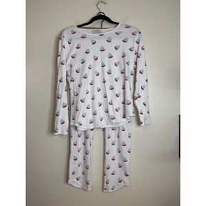 Little English Kids‎ White Sailboat Print Cotton Pajama Set Size L Nautical PJs